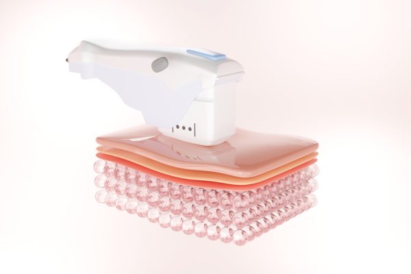 Hifu laser treatment on skin cell for Facial treatment and clinic. 3D rendering.